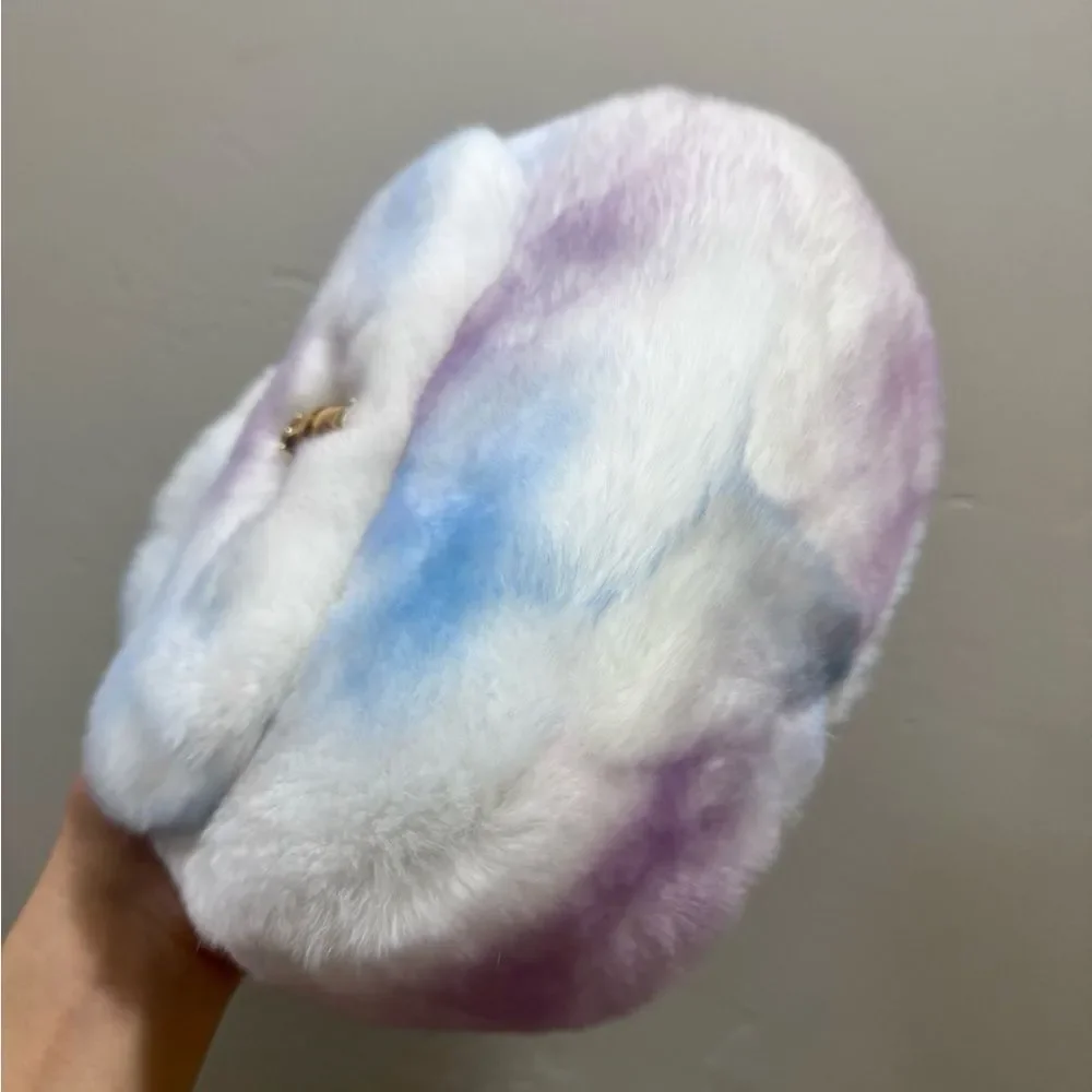 Stunning Real Rex Rabbit Fur Handmade Top Handle Bag &  Fur Balls Bag Charm
